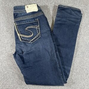 Silver Jeans Suki Mid Pencil Skinny Womens Blue Jeans W28 L31 Stretch